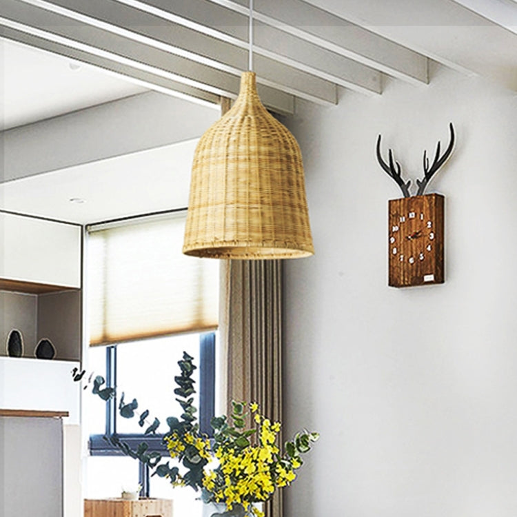 YWXLight Hand-Woven Bamboo Rattan Round Basket Lampshade Pendant Light