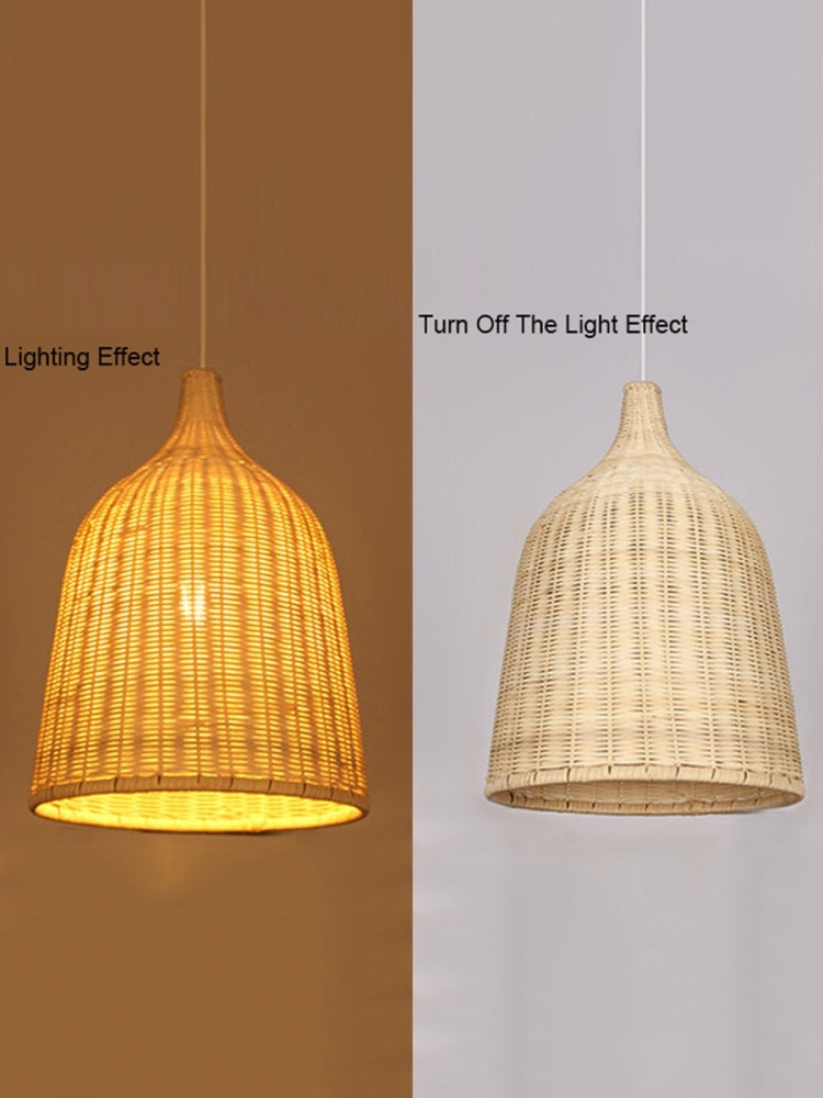 YWXLight Hand-Woven Bamboo Rattan Round Basket Lampshade Pendant Light