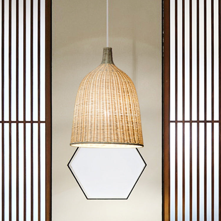 YWXLight Hand-Woven Bamboo Rattan Round Basket Lampshade Pendant Light