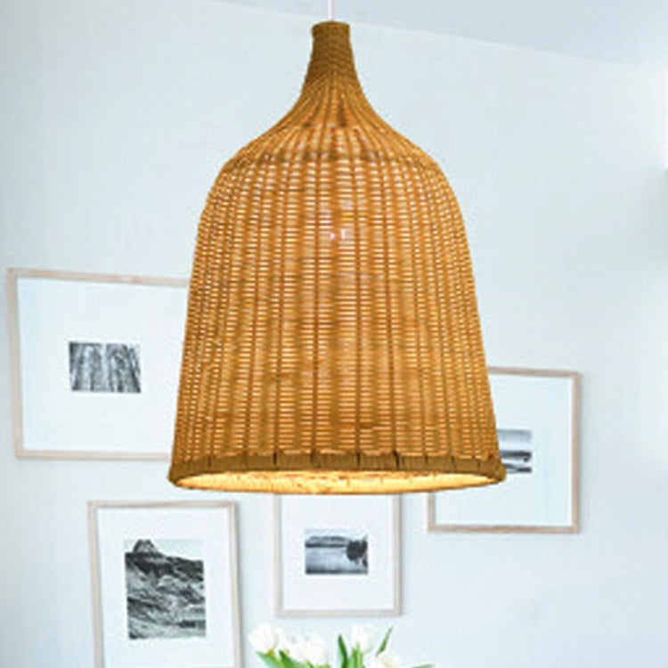 YWXLight Hand-Woven Bamboo Rattan Round Basket Lampshade Pendant Light