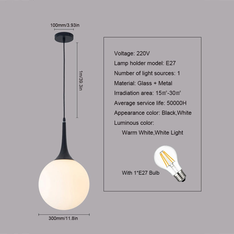 YWXLight Nordic Modern Hanging Lamp Glass Circle Ball Pendant Light With E27 Edison Bulb Perfect for Kitchen Dining Room Bedroom