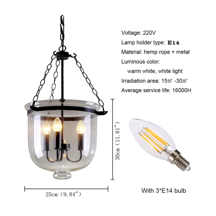 YWXLight E14 Retro Loft Iron Glass Barrel Bar Warehouse Pendant Lamp