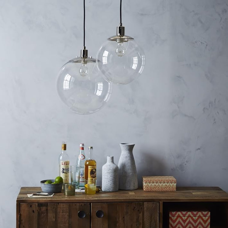 YWXLight Nordic Modern Hanging Lamp Creative Transparent Glass Circle Ball Pendant Light With E27 Bulb Perfect for Kitchen Dining Room Bedroom