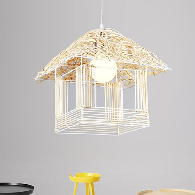 YWXLight Bamboo Rattan Hang Lamp Pendant Light with E27 Bulb