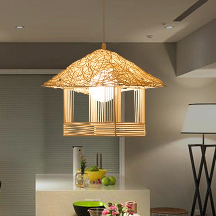 YWXLight Bamboo Rattan Hang Lamp Pendant Light with E27 Bulb