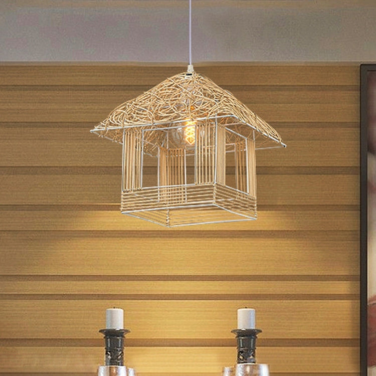 YWXLight Bamboo Rattan Hang Lamp Pendant Light with E27 Bulb