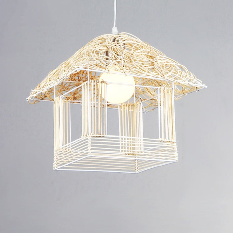 YWXLight Bamboo Rattan Hang Lamp Pendant Light with E27 Bulb