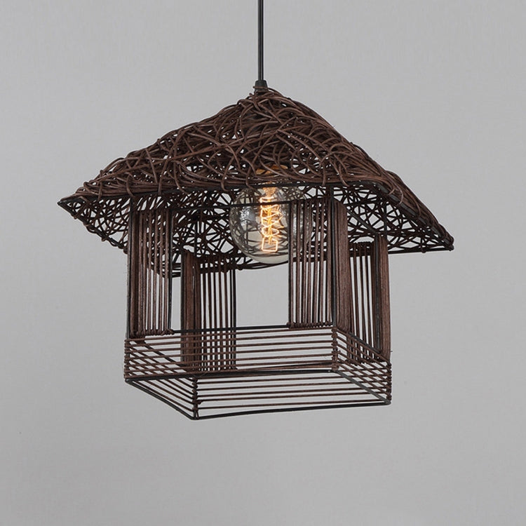 YWXLight Bamboo Rattan Hang Lamp Pendant Light with E27 Bulb