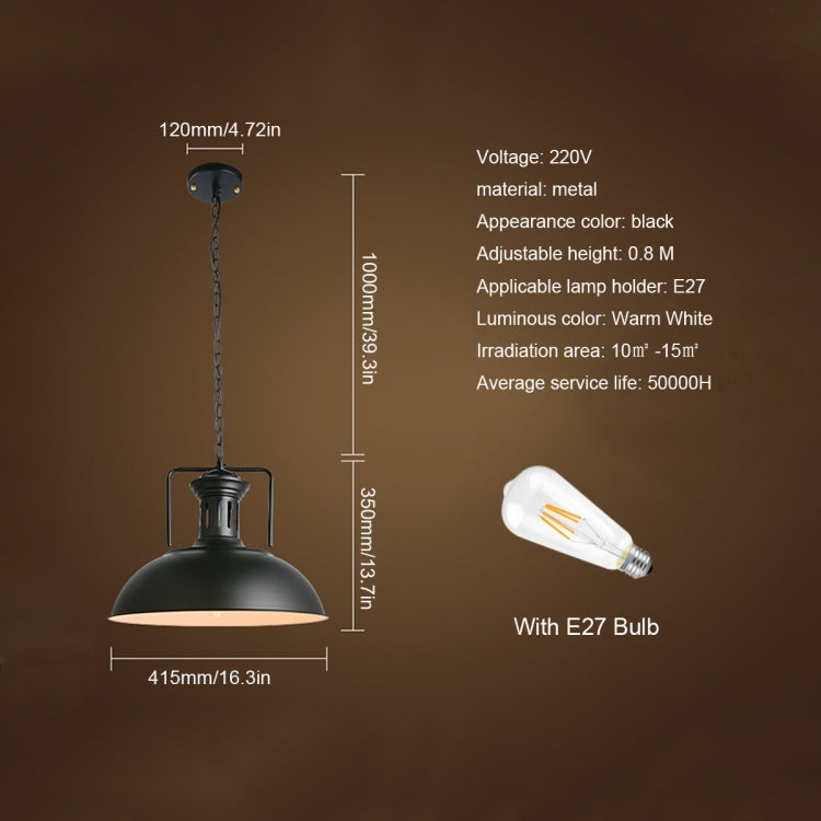 YWXLight Black Pot Lid Hanging Lamp Pendant Lights with E27 Bulb