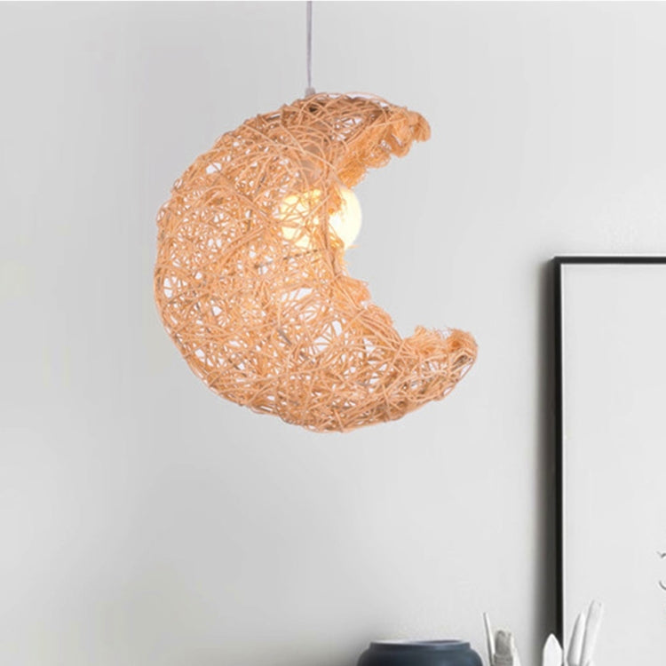 YWXLight Pendant Lights-Moon Shape Bamboo Rattan Hanging Lamp with E27 Bulb