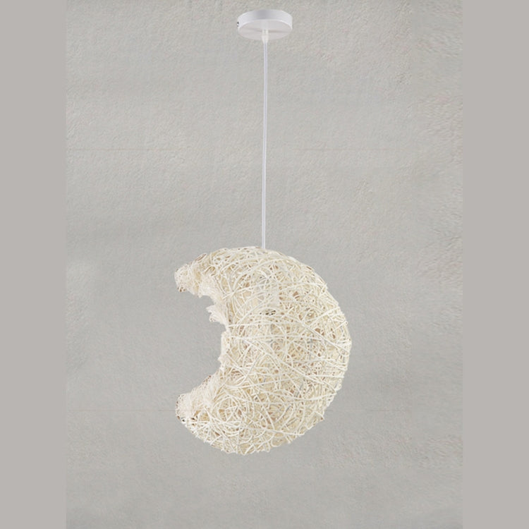 YWXLight Pendant Lights-Moon Shape Bamboo Rattan Hanging Lamp with E27 Bulb