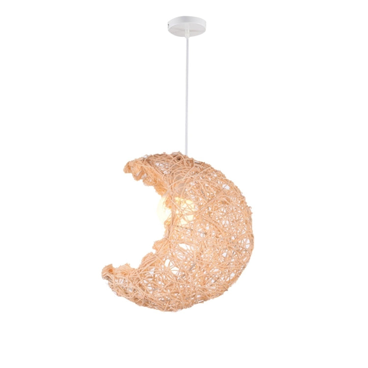 YWXLight Pendant Lights-Moon Shape Bamboo Rattan Hanging Lamp with E27 Bulb