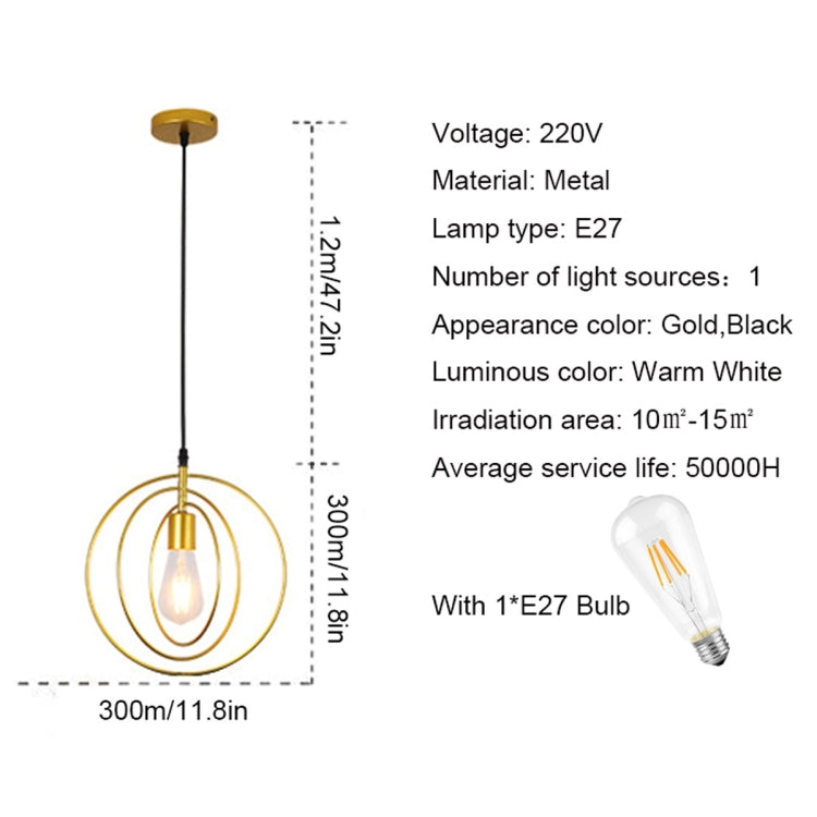 YWXLight Rotatable Three-layer Ring Metal Restaurant Chandelier