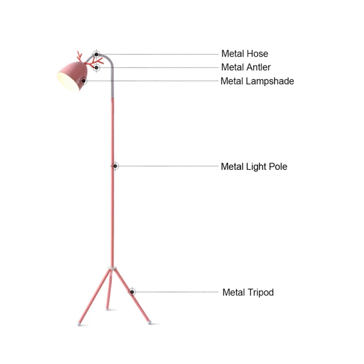 YWXLight Macaron Floor Lamp Nordic Bedroom Living Room Study Cute Pink Creative Antler Eye LED Table Lamp