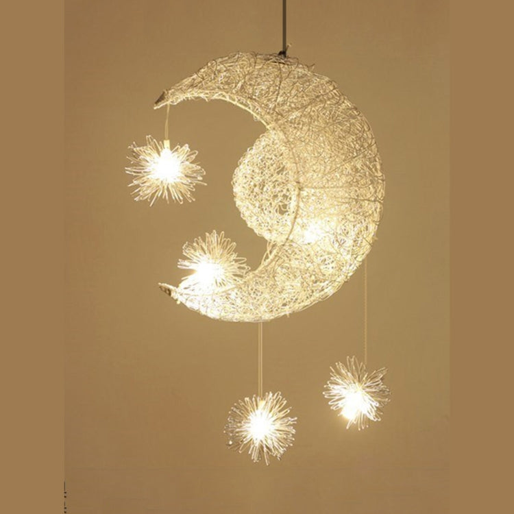 YWXLight Simple Chandelier Children's Room Bedroom Restaurant Chandelier Creative Star Moon Combination Dream Warm Light