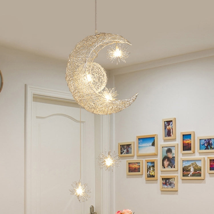 YWXLight Simple Chandelier Children's Room Bedroom Restaurant Chandelier Creative Star Moon Combination Dream Warm Light