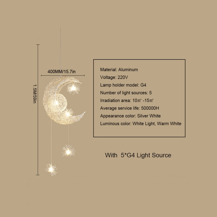 YWXLight Simple Chandelier Children's Room Bedroom Restaurant Chandelier Creative Star Moon Combination Dream Warm Light