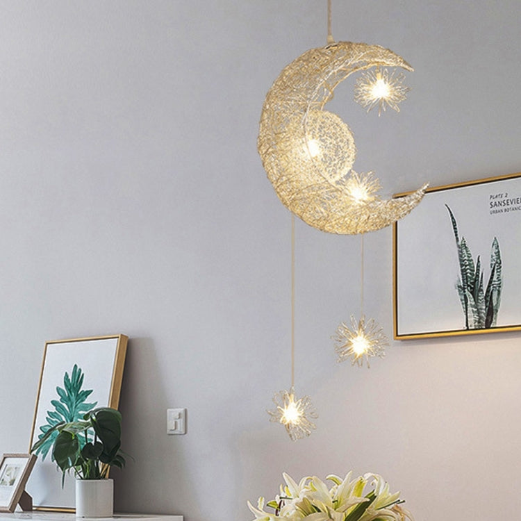 YWXLight Simple Chandelier Children's Room Bedroom Restaurant Chandelier Creative Star Moon Combination Dream Warm Light