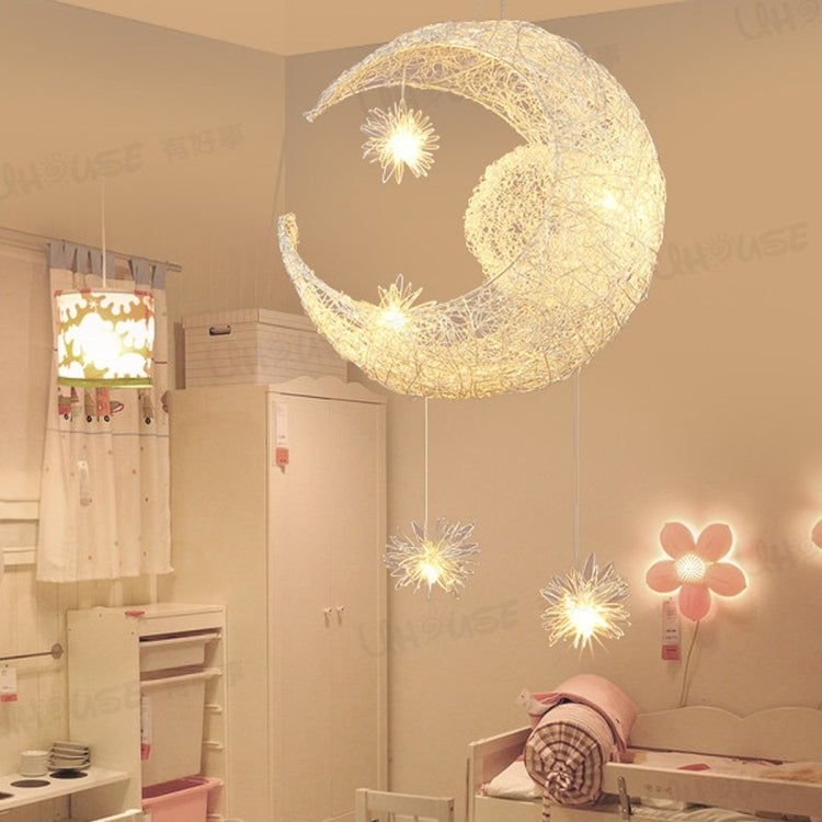 YWXLight Simple Chandelier Children's Room Bedroom Restaurant Chandelier Creative Star Moon Combination Dream Warm Light