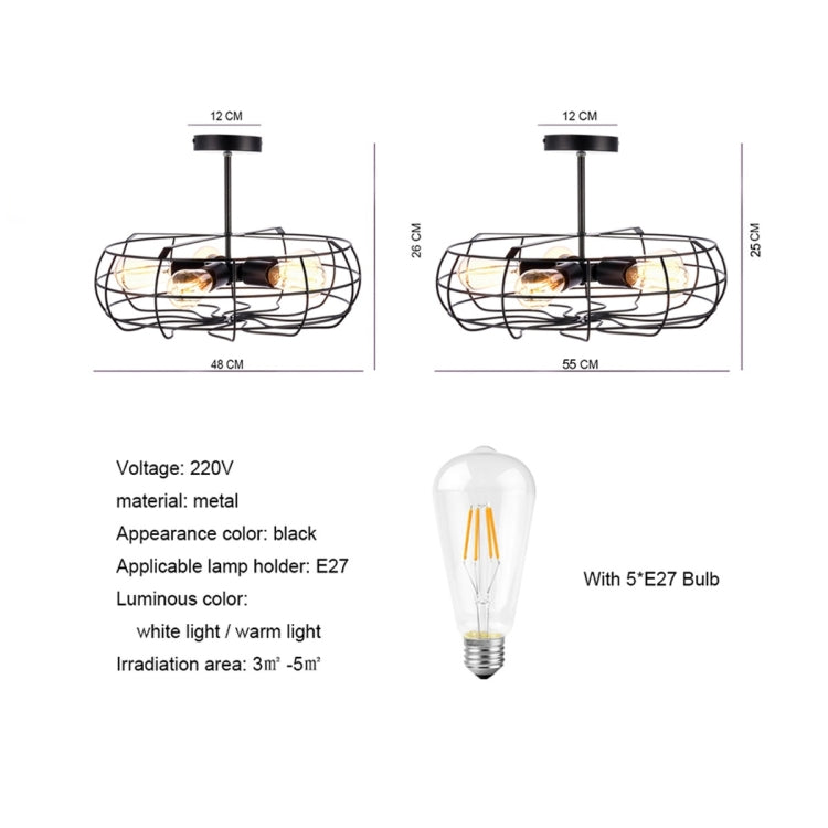 YWXLight LED Retro Industrial Hanging Lamp Creative Iron Art Fan Pendant Light With E27 Edison Bulb