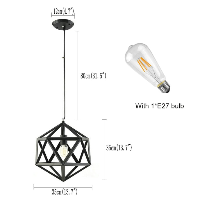 YWXLight LED Retro Industrial Hanging Lamp Creative Polyhedron Pendant Light With E27 Bulb Perfect for Kitchen Dining Room Bedroom Living Room