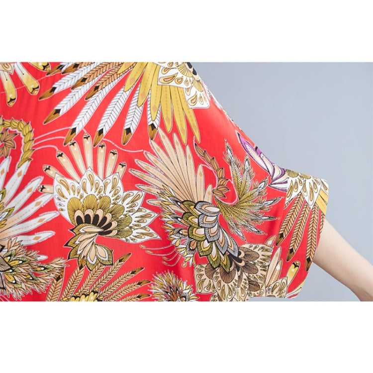 Summer Round Neck Print Loose Dress for Ladies