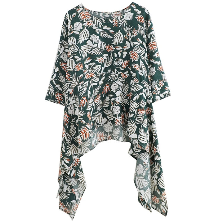 2 in 1 Spring and Summer Printed Loose Wide-leg Pants + Irregular Top Suit for Ladies