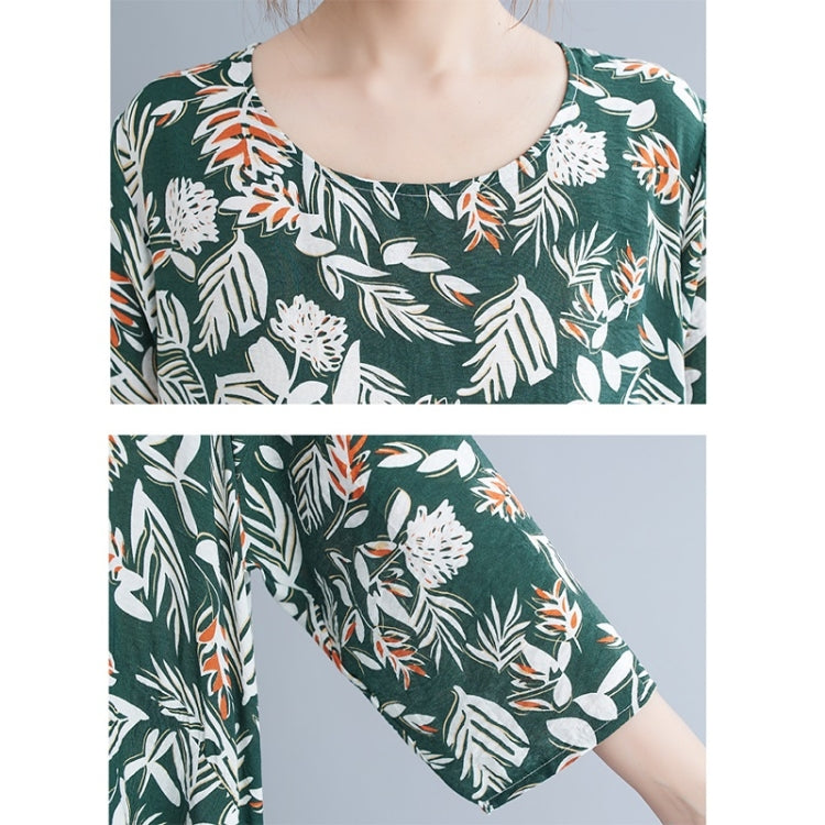 2 in 1 Spring and Summer Printed Loose Wide-leg Pants + Irregular Top Suit for Ladies
