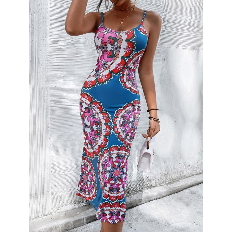 Skinny Print Braces Dress for Ladies