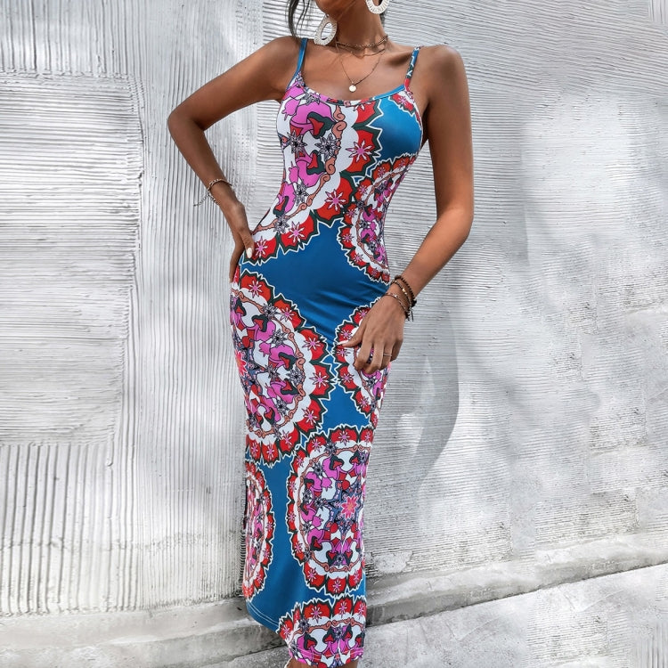 Skinny Print Braces Dress for Ladies