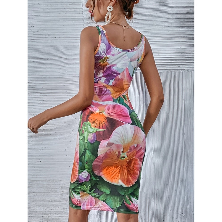 Skinny Floral Print Sleeveless Dress for Women