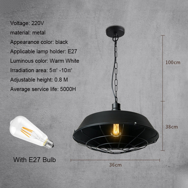 YWXLight Retro Industrial Pendant Light Creative Single Head Iron Art Pendant Lamp E27 Bulb Perfect for Kitchen Dining Room Bedroom Cafe