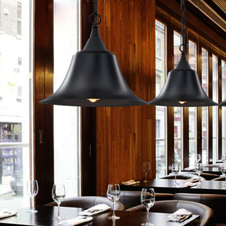 YWXLight Retro Industrial Pendant Light Black Horn Pendant Lamp E27 Bulb Perfect for Kitchen Dining Room Bedroom Cafe