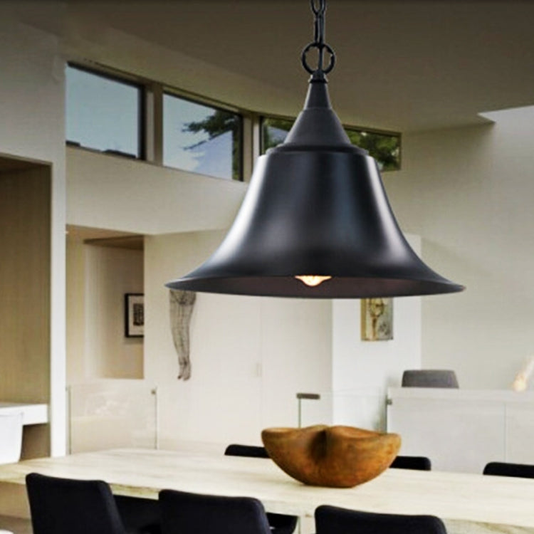 YWXLight Retro Industrial Pendant Light Black Horn Pendant Lamp E27 Bulb Perfect for Kitchen Dining Room Bedroom Cafe