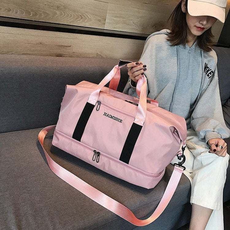 Dry and Wet Separating Shoulder Travel Bag Leisure Sport Handbag with Shoes Socket