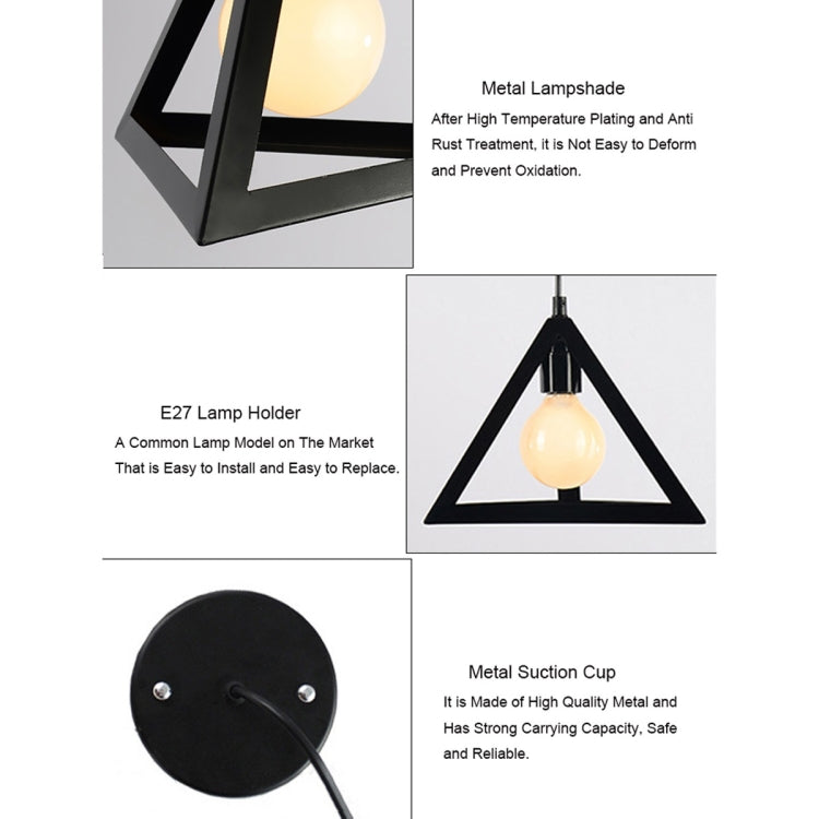 YWXLight Hanging Lamp Creative Iron Art Simple Triangle Pendant Light E27 Bulb Perfect for Kitchen Dining Room Bedroom Living Room