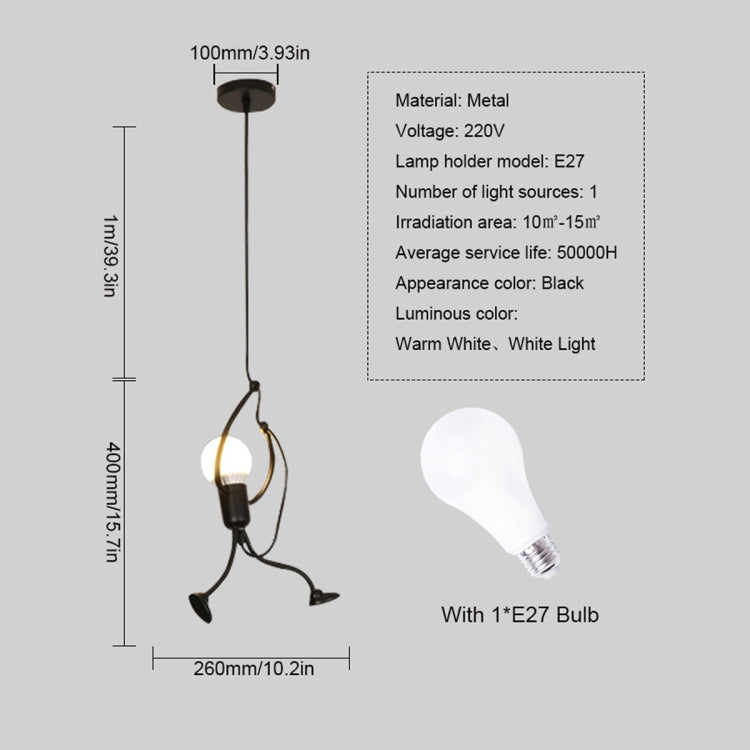 YWXLight Nordic Modern Pendant Light Black Metal E27 Bulb Villain Modeling LED Lamp Restaurant Bedroom Living Room