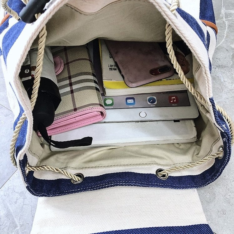 Canvas Waterproof School Backpack Casual Handbag Double Shoulder Bag