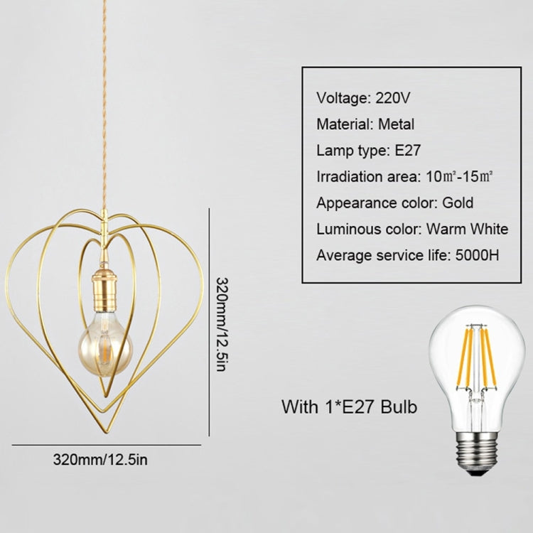 YWXLight Modern Nordic Pendant Light Heart-shaped Lighting E27 Bulb Used for Dining Living Room Kitchen Bedroom