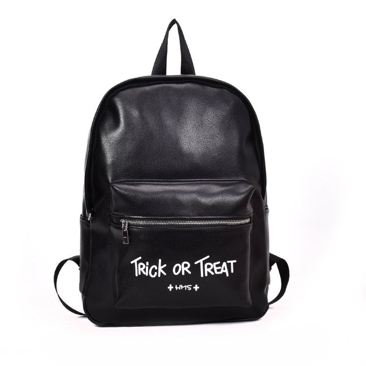 PU Leather Double Shoulders School Bag Travel Backpack Bag