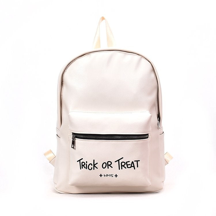 PU Leather Double Shoulders School Bag Travel Backpack Bag