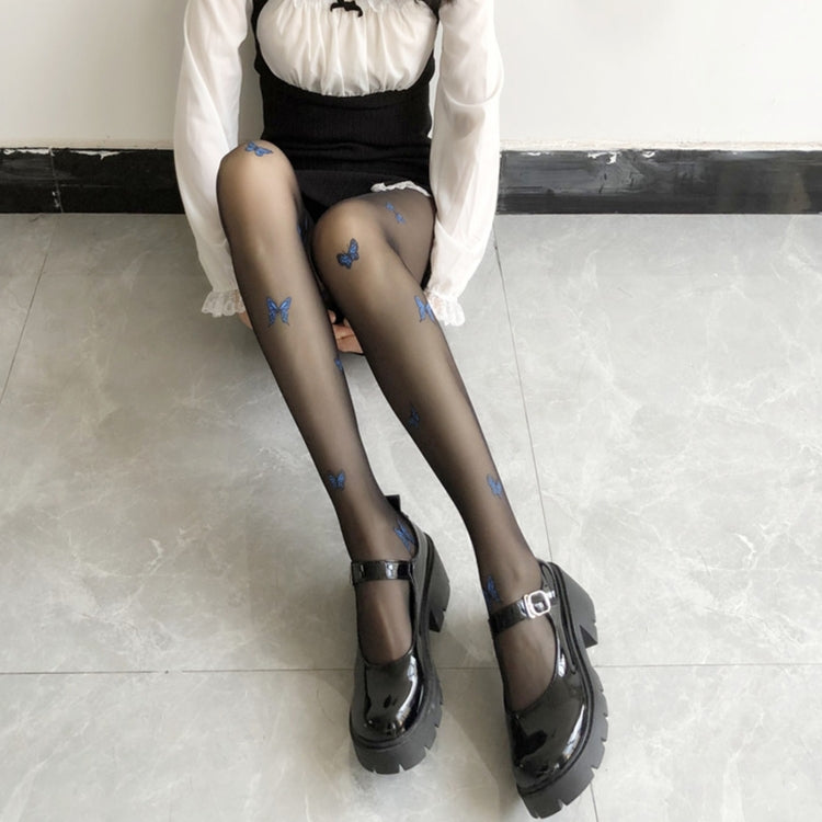 Blue Butterfly Stockings Pantyhose