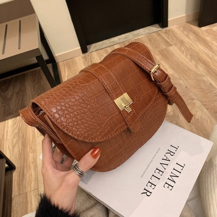 Casual PU Leather Metal Buckle Shoulder Bag Messenger Bag Ladies Handbag