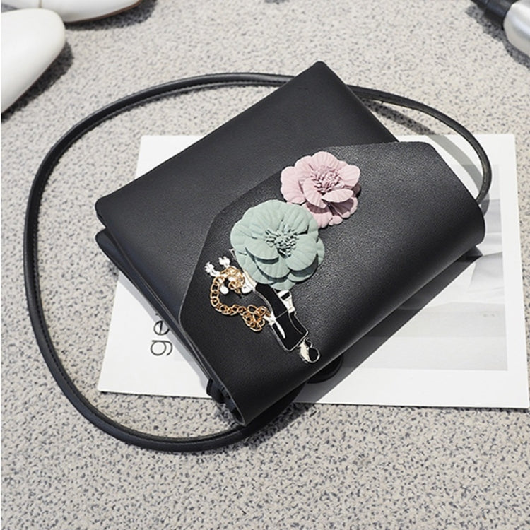 3D Flowers PU Leather Shoulders Ladies Bag