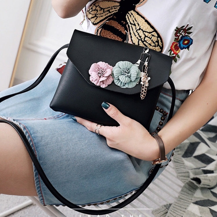 3D Flowers PU Leather Shoulders Ladies Bag