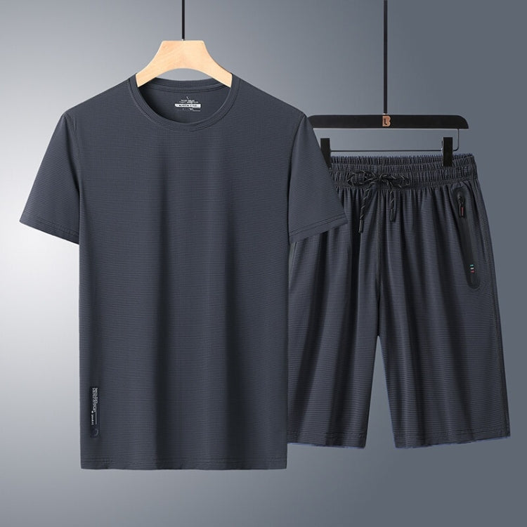 Ice Silk Casual Round Neck Quick Dry Short Sleeve Shorts Suit