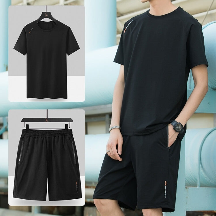 Ice Silk Thin Men Short-sleeved Quick-drying Two-piece Suit