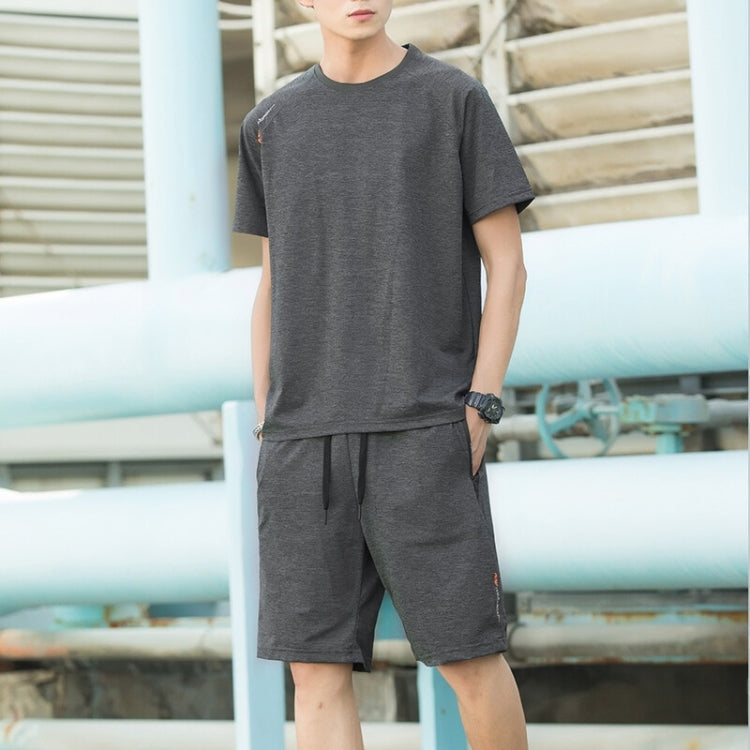 Ice Silk Thin Men Short-sleeved Quick-drying Two-piece Suit