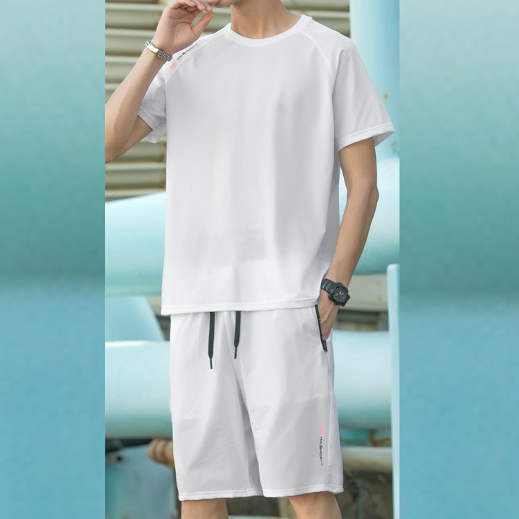 Ice Silk Thin Men Short-sleeved Quick-drying Two-piece Suit