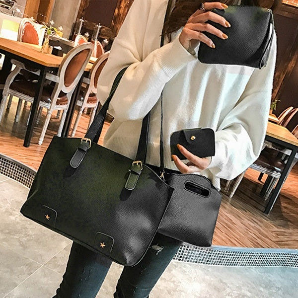 4 in 1 Fashionable PU Leather Women's Handbag Single-shoulder Bag Messenger Bag